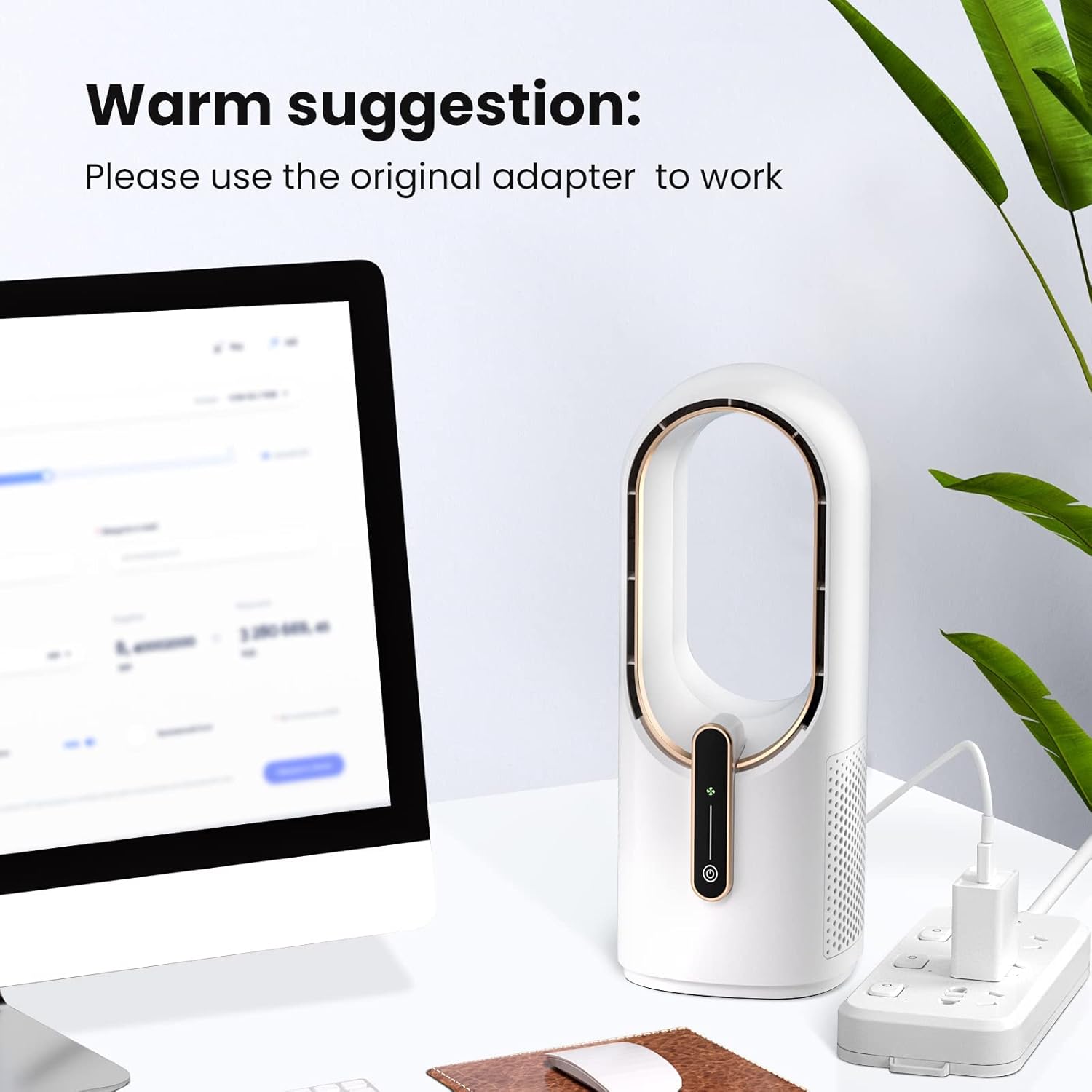 Bladeless Desk Fan Quiet 3 Speed