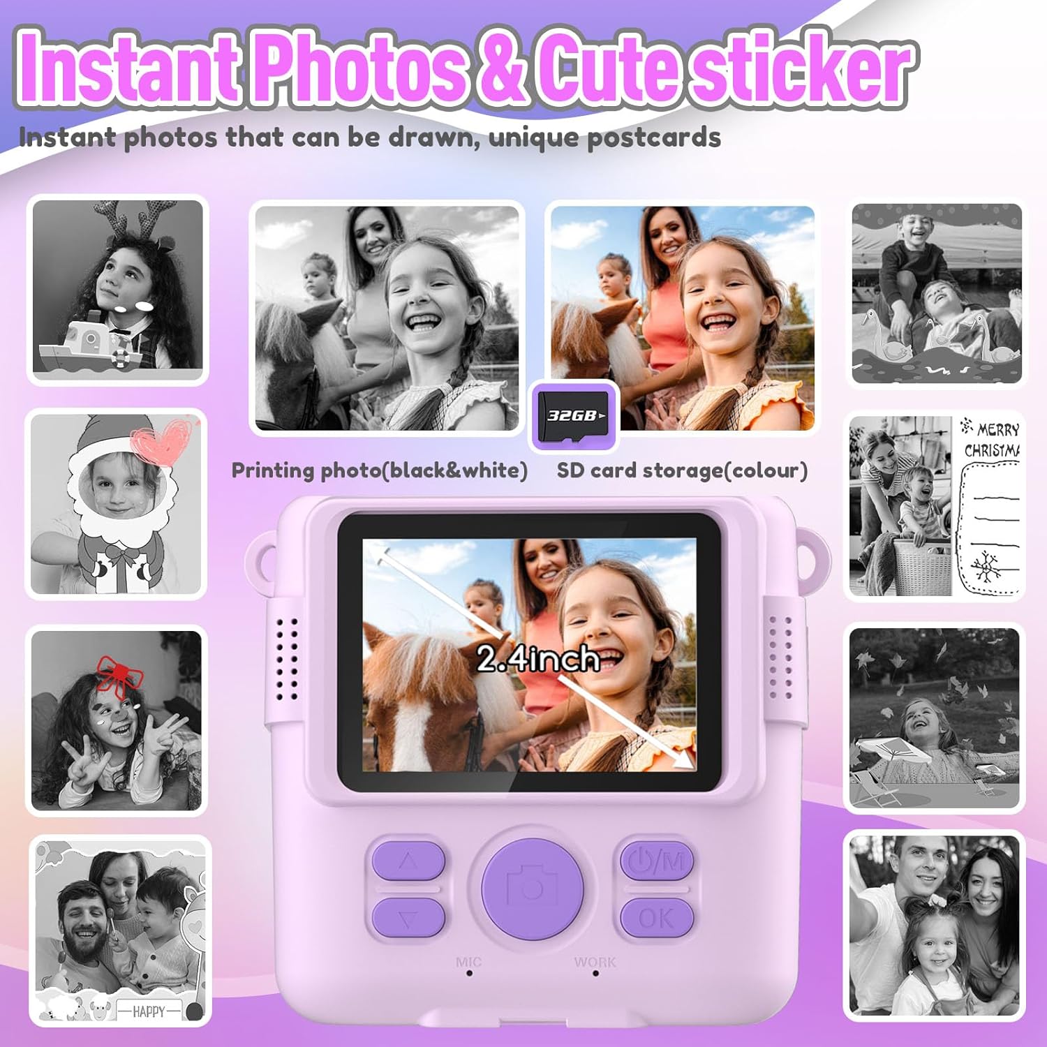 Kids Instant Print Camera - 32GB SD