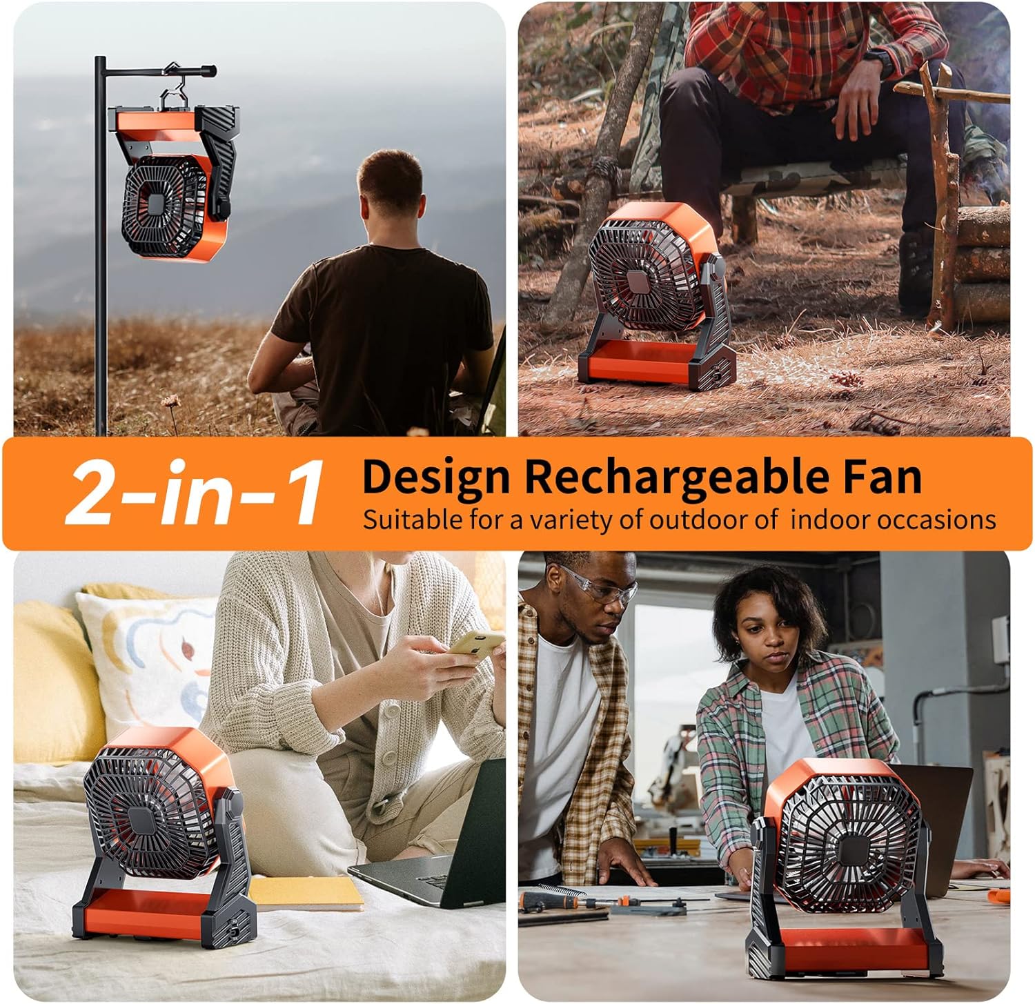 Camping Fan with Light, USB Fan