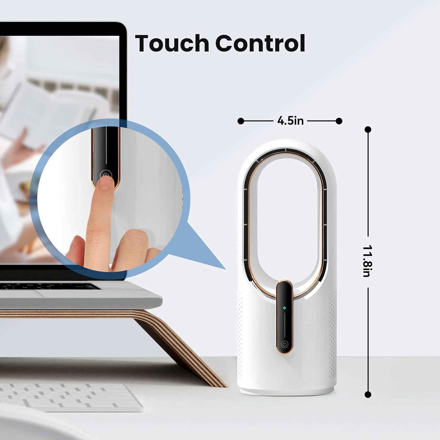 Bladeless Desk Fan Quiet 3 Speed