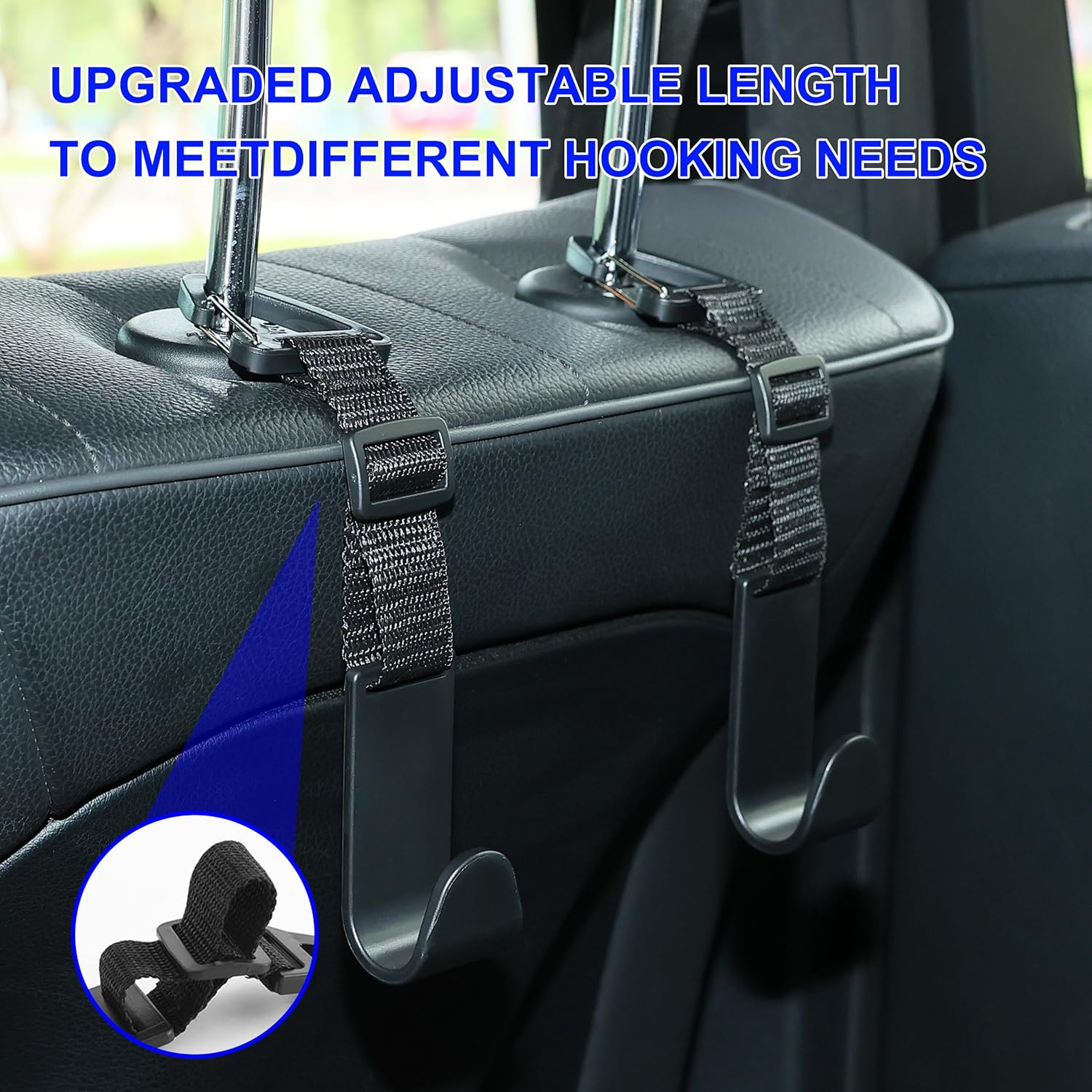Car Headrest Hooks 4 Pack Black