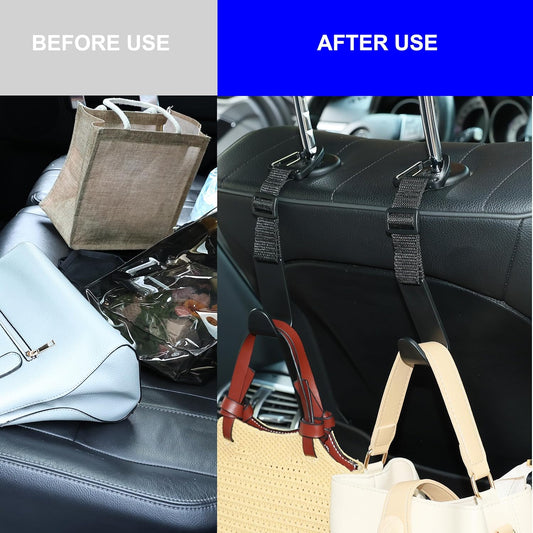 Car Headrest Hooks 4 Pack Black